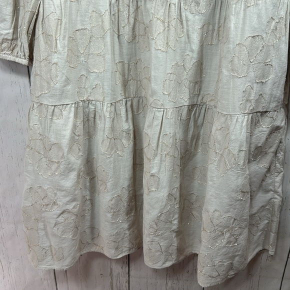 Chicos Jacquard Tiered V Neck Pockets Stretch Soft Lightweight Knee Length Dress - Picture 8 of 16